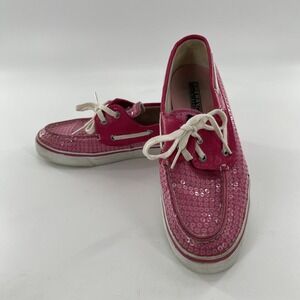 Sperry Top Sider Womens Pink Bahama Sneaker Sequin 8 M Low Top Boat‎ Shoe Preppy